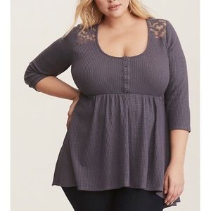 Torrid gray waffle knit babydoll top